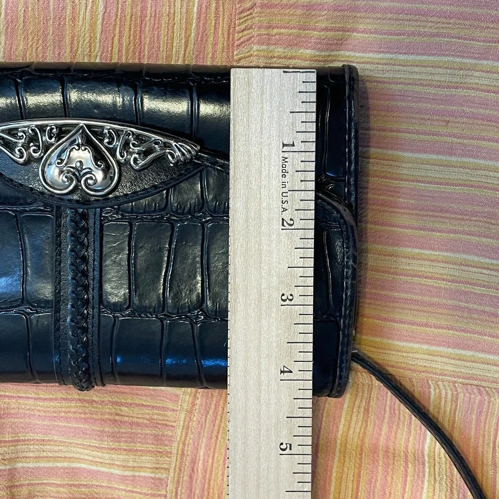 Brighton Black Leather Embossed Crossbody Purse - Picture 10 of 11